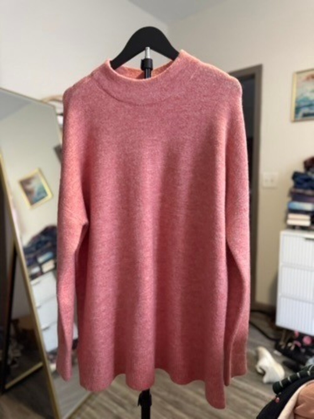 LOFT XL Pink Mock Neck Sweater Long Sleeve Heathered Knit